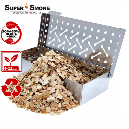 Zrębki Wędzarnicze Super Smoke Olcha+BUK KL-10 (9-12mm) Large 10 Litrów