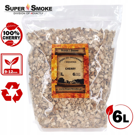 Zrębki Wędzarnicze SuperSmoke CHERRY KL-10 (9-12mm) Large 6 Litrów Doypack