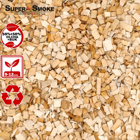 Zrębki Wędzarnicze Super Smoke OLCHA+BUK KL-10 (9-12mm) L 4L Doypack Kraft