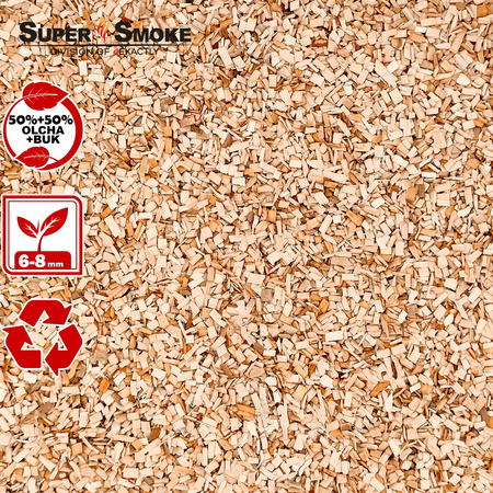 Zrębki Wędzarnicze Super Smoke Olcha+BUK KL-08 (6-8mm) Medium 8 Litrów