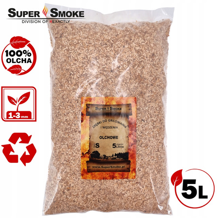 Zrębki Wędzarnicze Super Smoke OLCHA KL-02 (1-3mm) Small 5 Litrów Borniak