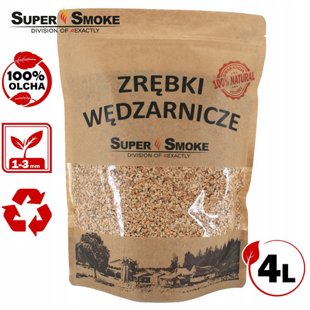 Zrębki Wędzarnicze Super Smoke OLCHA KL-02 (1-3mm) 4 litry, doypack Kraft