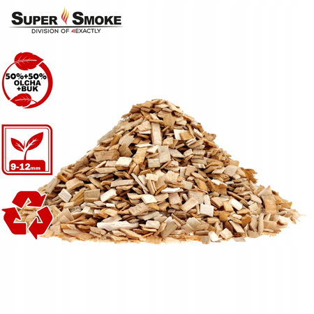 Zrębki Wędzarnicze Super Smoke Olcha+BUK KL-10 (9-12mm) Large 10 Litrów