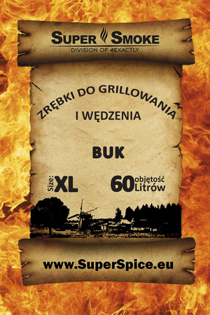 Zrębki Wędzarnicze Super Smoke BUK KL-13 (12-18mm) Extra Large 60 Litrów