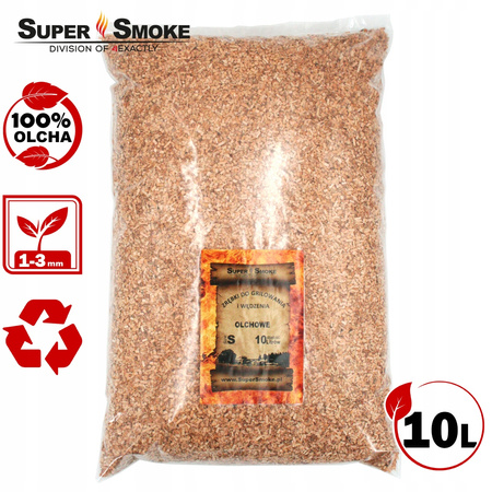 Zrębki Wędzarnicze Super Smoke OLCHA KL-02 (1-3mm) Small 10 Litrów Borniak