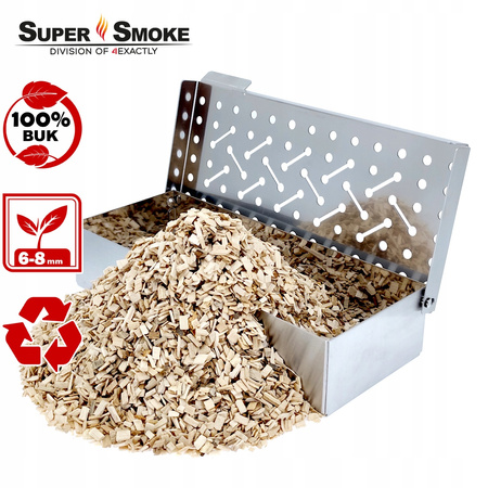 Zrębki Wędzarnicze Super Smoke BUK KL-08 (6-8mm) Medium 4L Doypack Kraft