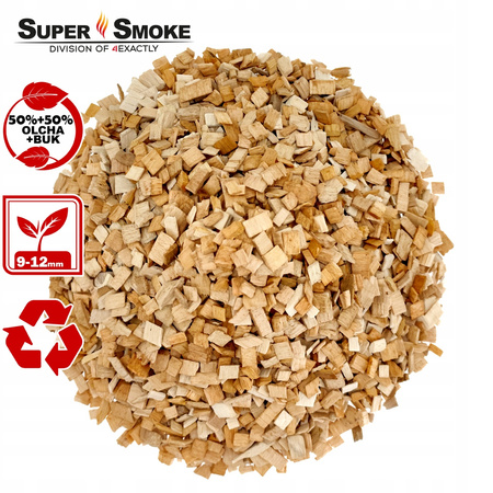 Zrębki Wędzarnicze Super Smoke Olcha+BUK KL-10 (9-12mm) Large 10 Litrów