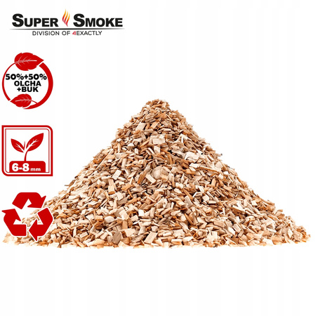 Zrębki Wędzarnicze Super Smoke Olcha+BUK KL-08 (6-8mm) Medium 5 Litrów