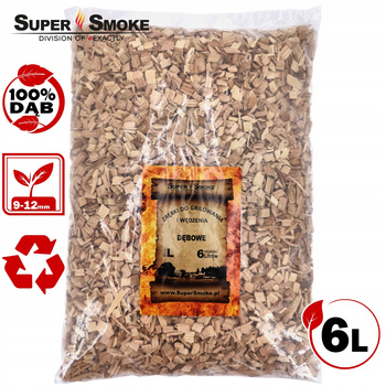 Zrębki Wędzarnicze Super Smoke DĄB KL-10 (9-12mm) Large 6 Litrów