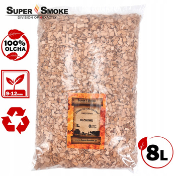 Zrębki Wędzarnicze Super Smoke OLCHA KL-10 (9-12mm) Large 8 Litrów