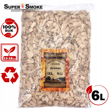 Zrębki Wędzarnicze Super Smoke BUK KL-13 (12-18mm) Extra Large 6 Litrów