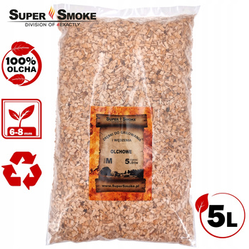 Zrębki Wędzarnicze Super Smoke Olcha KL-08 (6-8mm) Medium 5 Litrów