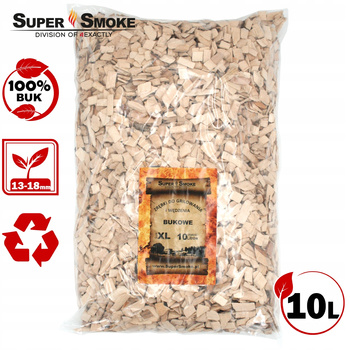 Zrębki Wędzarnicze Super Smoke BUK KL-13 (12-18mm) Extra Large 10 Litrów