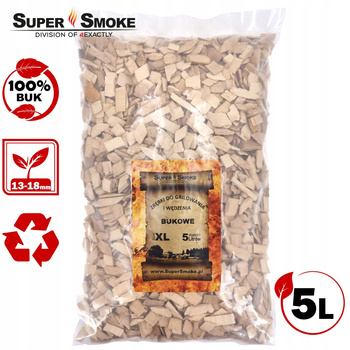 Zrębki Wędzarnicze Super Smoke BUK KL-13 (12-18mm) Extra Large 5 Litrów