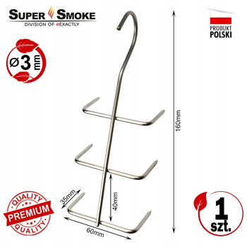 Hak Wędzarniczy Super Smoke do filetów i płatów ryb 3mm Premium 16cm