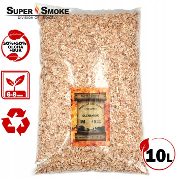Zrębki Wędzarnicze Super Smoke Olcha+BUK KL-08 (6-8mm) Medium 10 Litrów