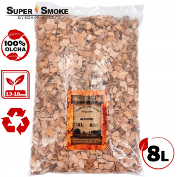 Zrębki Wędzarnicze Super Smoke OLCHA KL-13 (12-18mm) Extra Large 8 Litrów