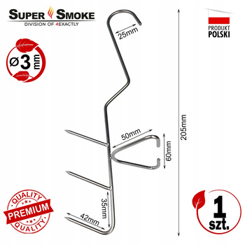 Hak Wędzarniczy Super Smoke do ryb 3mm Premium 20cm
