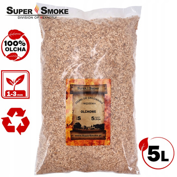 Zrębki Wędzarnicze Super Smoke OLCHA KL-02 (1-3mm) Small 5 Litrów Borniak