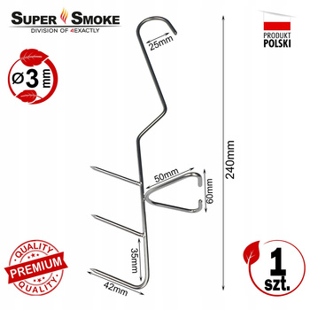 Hak Wędzarniczy Super Smoke do ryb 3mm Premium 24cm