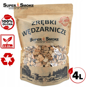Zrębki Wędzarnicze Super Smoke OLCHA KL-13 (12-18mm) XL 4L Doypack Kraft