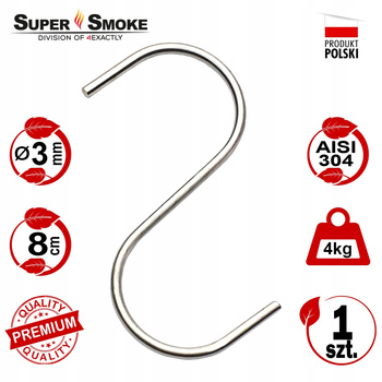 Hak Wędzarniczy nieostry Super Smoke do wędlin 3mm 8cm Premium