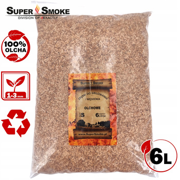 Zrębki Wędzarnicze Super Smoke OLCHA KL-02 (1-3mm) Small 6 Litrów Borniak