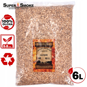 Zrębki Wędzarnicze Super Smoke OLCHA KL-08 (6-8mm) Medium 6 Litrów