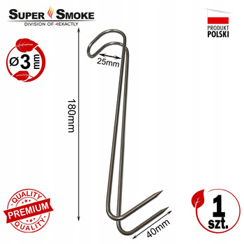 Hak Wędzarniczy Super Smoke do tusz ryb uniwersalny 3mm Premium 18cm