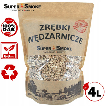 Zrębki Wędzarnicze Super Smoke DĄB KL-08 (6-8mm) Medium 4L Doypack Kraft
