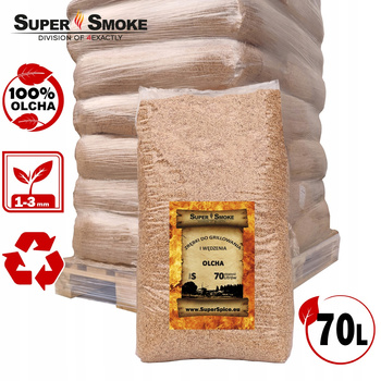 Zrębki Wędzarnicze Super Smoke OLCHA KL-02 (1-3mm) typu Borniak 70 litrów