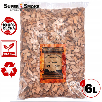 Zrębki Wędzarnicze Super Smoke OLCHA KL-13 (12-18mm) Extra Large 6 Litrów