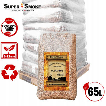 Zrębki Wędzarnicze Super Smoke OLCHA+BUK KL-10 (9-12mm) Large 65 Litrów