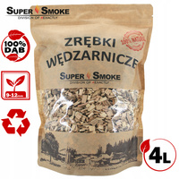 Zrębki Wędzarnicze Super Smoke DĄB KL-10 (9-12mm) Large 4L Doypack Kraft