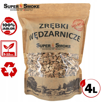 Zrębki Wędzarnicze SuperSmoke JABŁOŃ KL-10 (9-12mm) Large 4L Doypack Kraft
