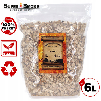 Zrębki Wędzarnicze SuperSmoke CHERRY KL-10 (9-12mm) Large 6 Litrów Doypack